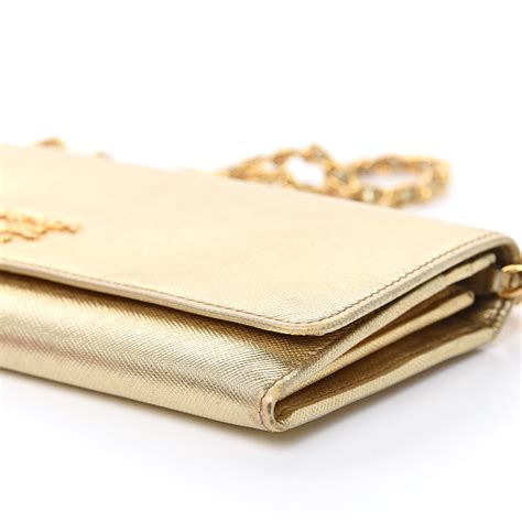 prada saffiano gold wallet|Prada odette saffiano.